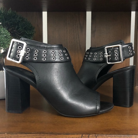 Tommy Hilfiger Slingback Peep Toe Bootie Chunky 3.5” Heel BLACK Size 7 - Picture 4 of 15